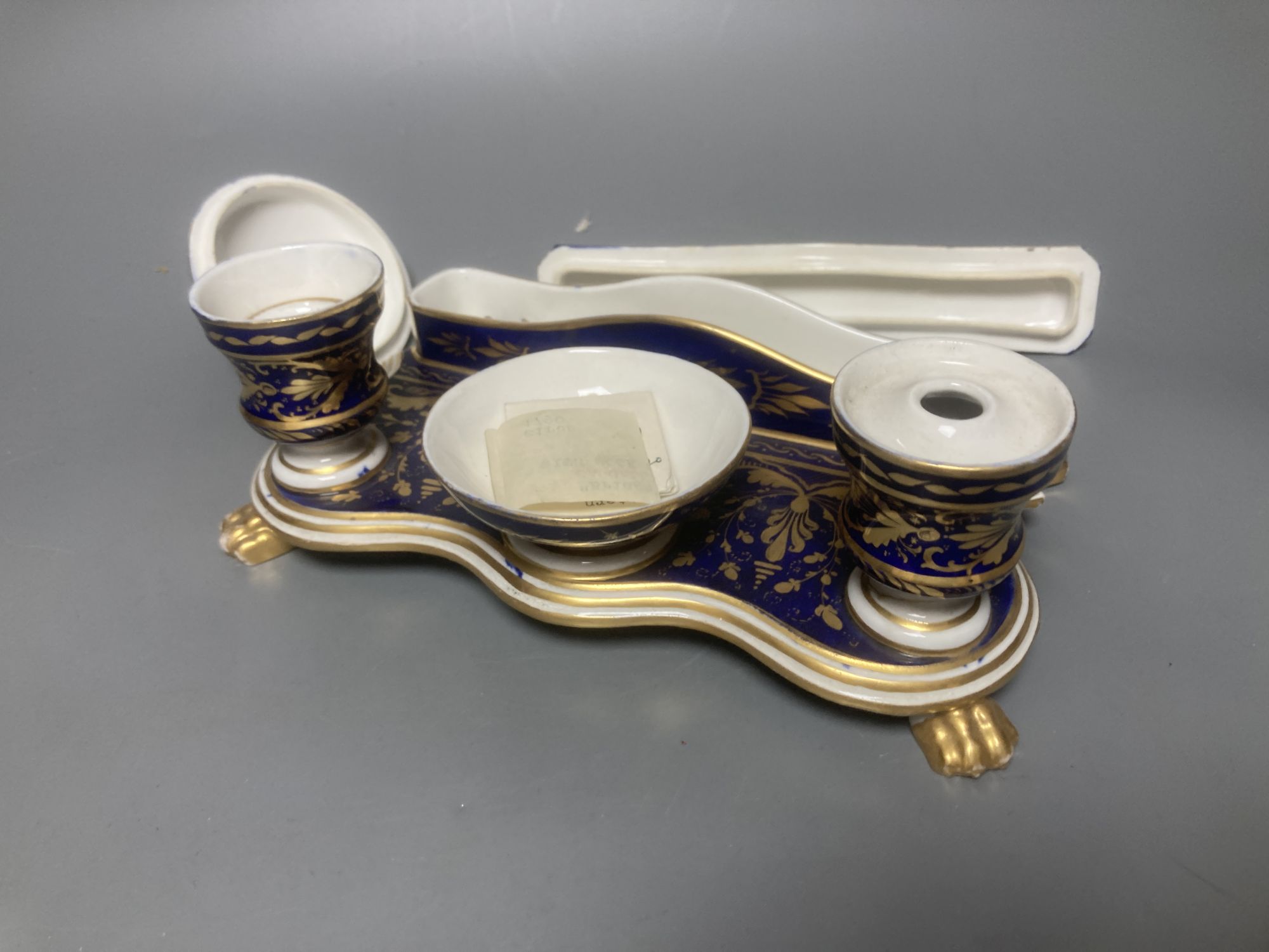 A Derby porcelain inkstand